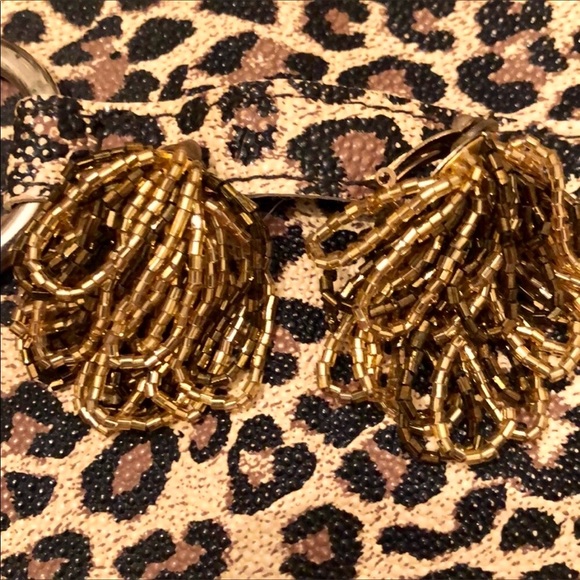 Jewelry - ANTIQUE GOLD LOOP BEAD EARRINGS  CLIPS  IN EXCELLENT CONDITION FOR VINTAGE